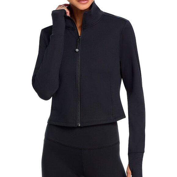 AQUA Cropped Full Zip Mock Neck Jacket Black XS NWT - Picture 2 of 7